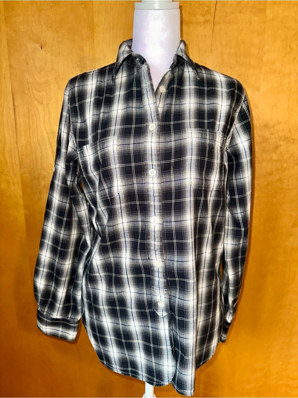 Ralph Lauren Black and White Plaid Button-Down Shirt